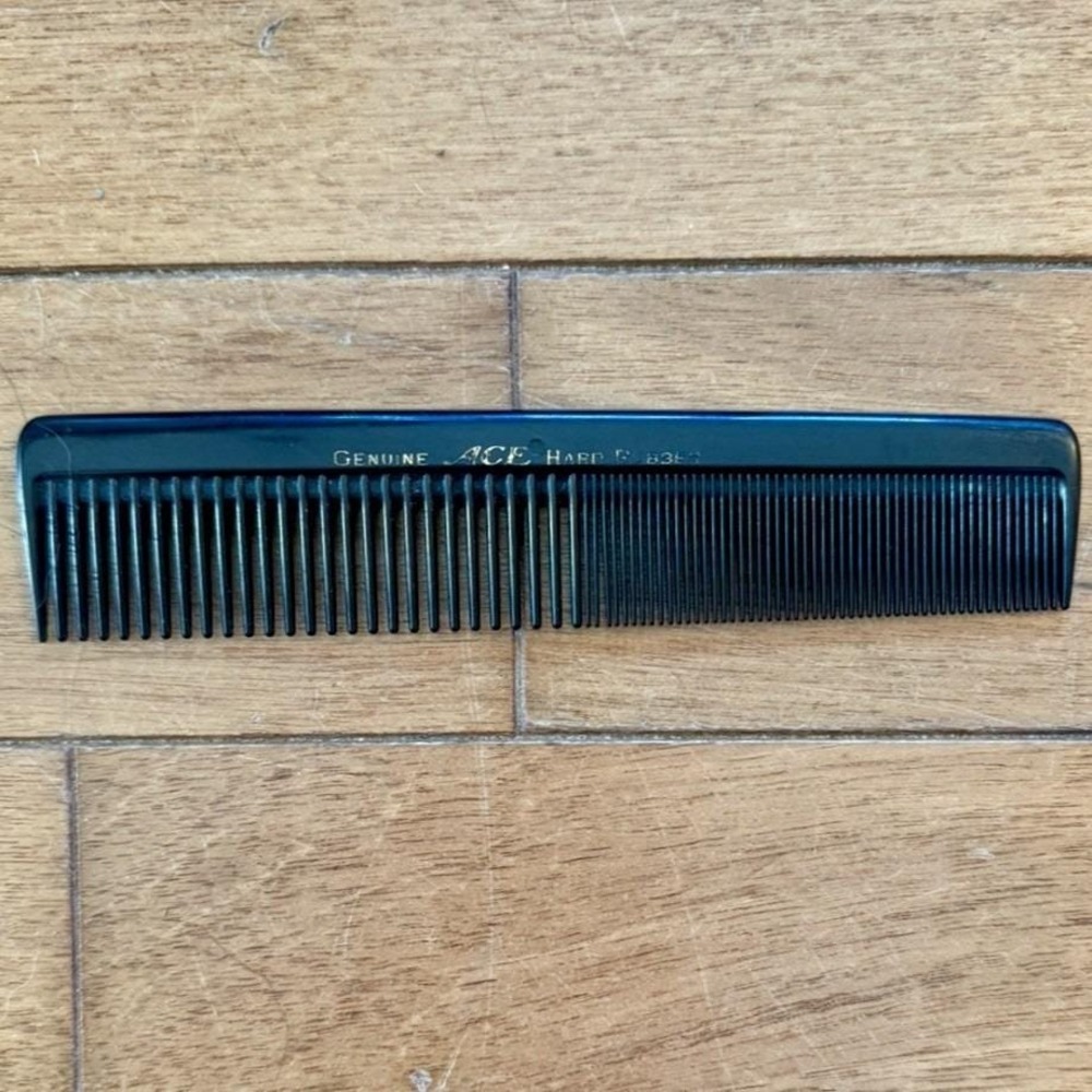 Vintage 1980s 80s 1990s 90s Classic ACE 7" Black Pocket Combâ Hard Rubber